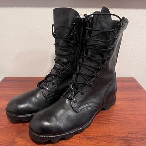 Black Leather Military Combat Boots